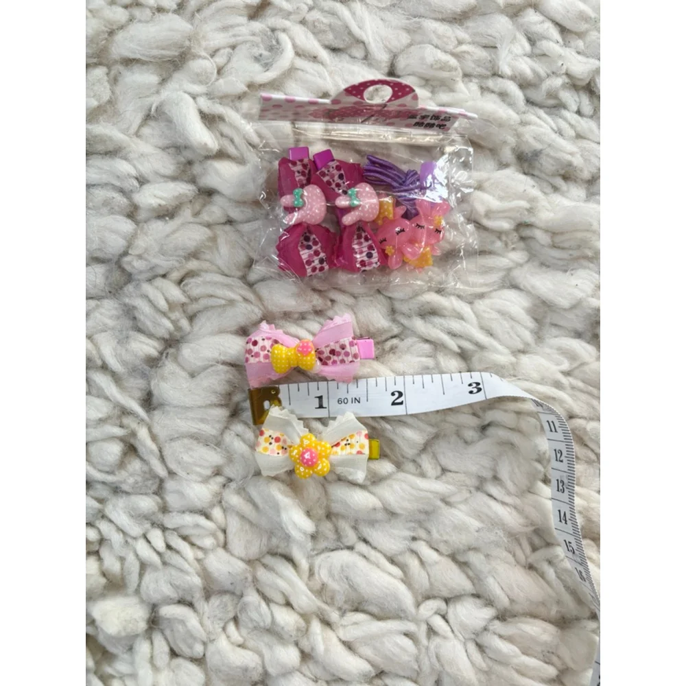 Girls Unbranded Hair Accessories Set Pink Yellow mini Bows Clips